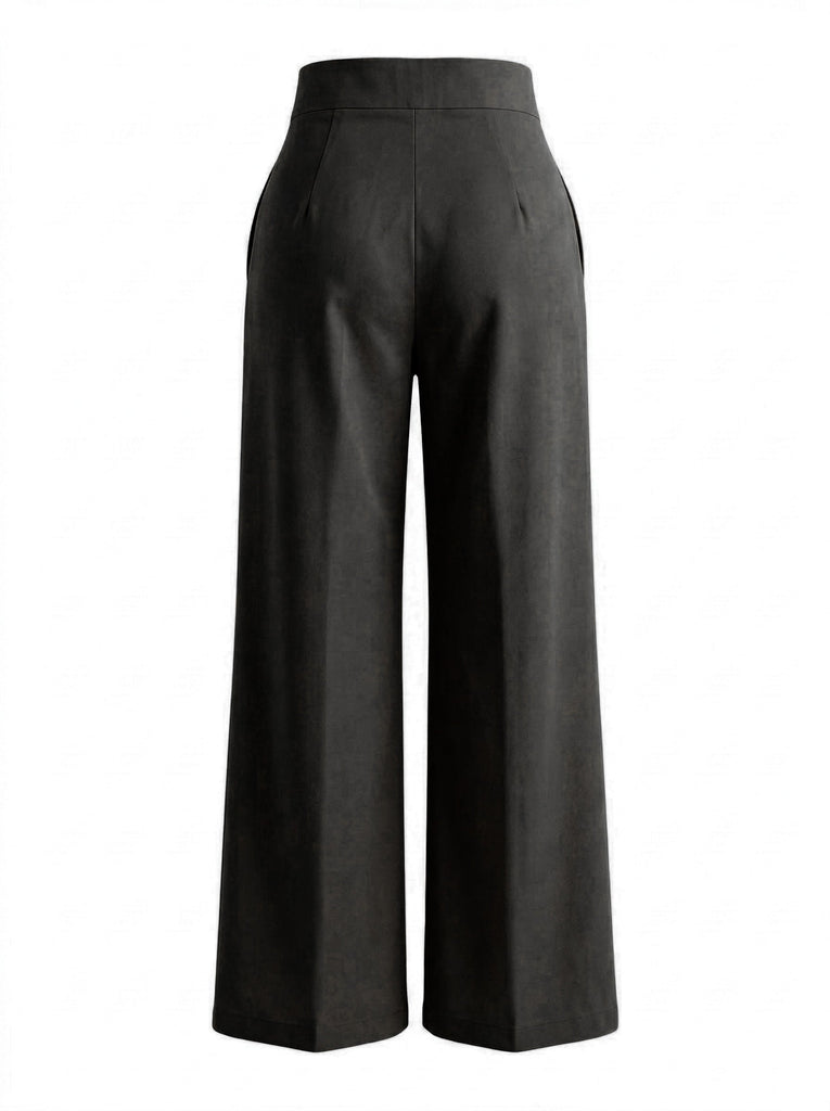 Pantalon Large Uni à Croisement Années '40 2