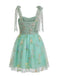 Robe tutu tulle brodée fleurs vertes années 1960