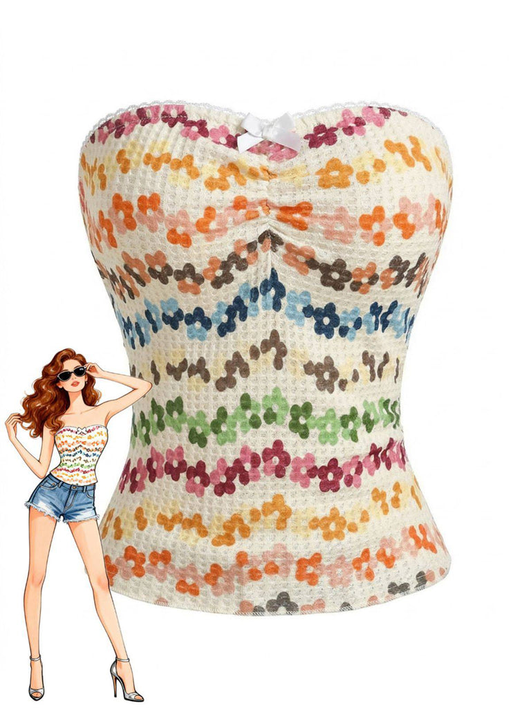 Top bandeau floral dégradé à nœud années 2000