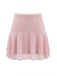 Rose Dentelle Brodé Mini Jupe Années 1980