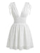 Robe Blanche Sans Manches à Décolleté Plongeant et Taille Froncée Années '50 3