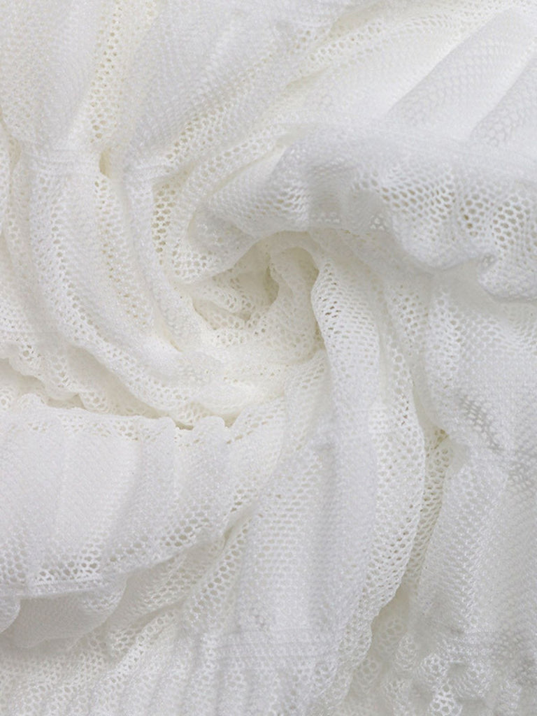 Robe Blanche Sans Manches à Décolleté Plongeant et Taille Froncée Années '50 6