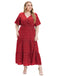 [Grande Taille] à Pois Col V Manches Courtes Robe Longue Années 1940 8
