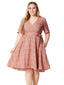 [Grande Taille] Robe Rose Portefeuille Fleurie Col V Années 1940