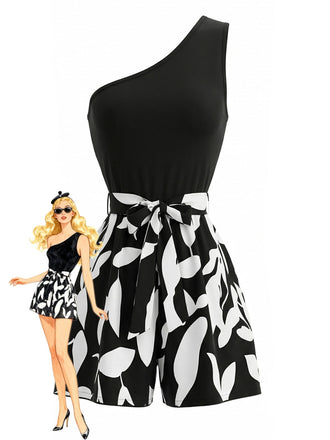 Asymétrique Plantes Sans Manches Ceinturé Combishort Années 1930