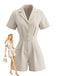 Combishort Uni à Revers avec Poches Beige années 50