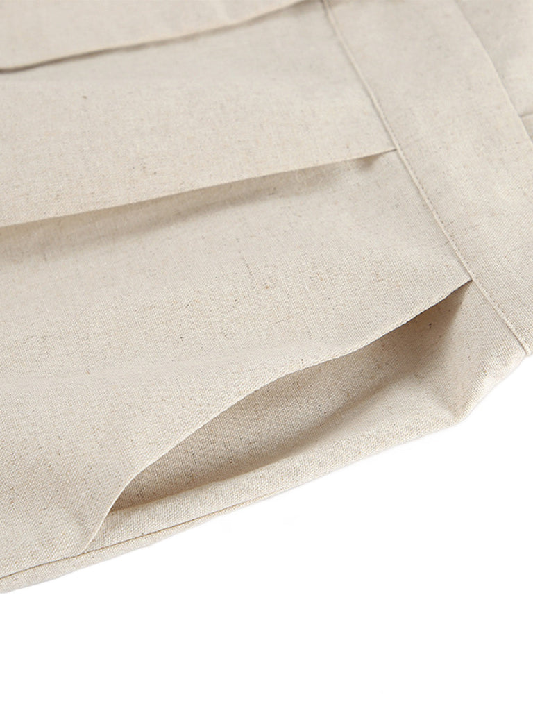 Combishort Uni à Revers avec Poches Beige années 50 6