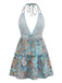Robe Boho Paisley Halter Deep-V Dos Nu Mini Années 1970 3