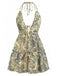 Robe Boho Paisley Halter Deep-V Dos Nu Mini Années 1970 4