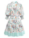 Robe Coastal Manches Bouffantes Shirt Vert Années 1970 3