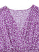 Robe Petites Fleurs Floral Short Sleeves Fitted Midi Violet Années 1940 5
