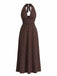 Robe Longue Halter Col V Profond à Pois Années 1930 2
