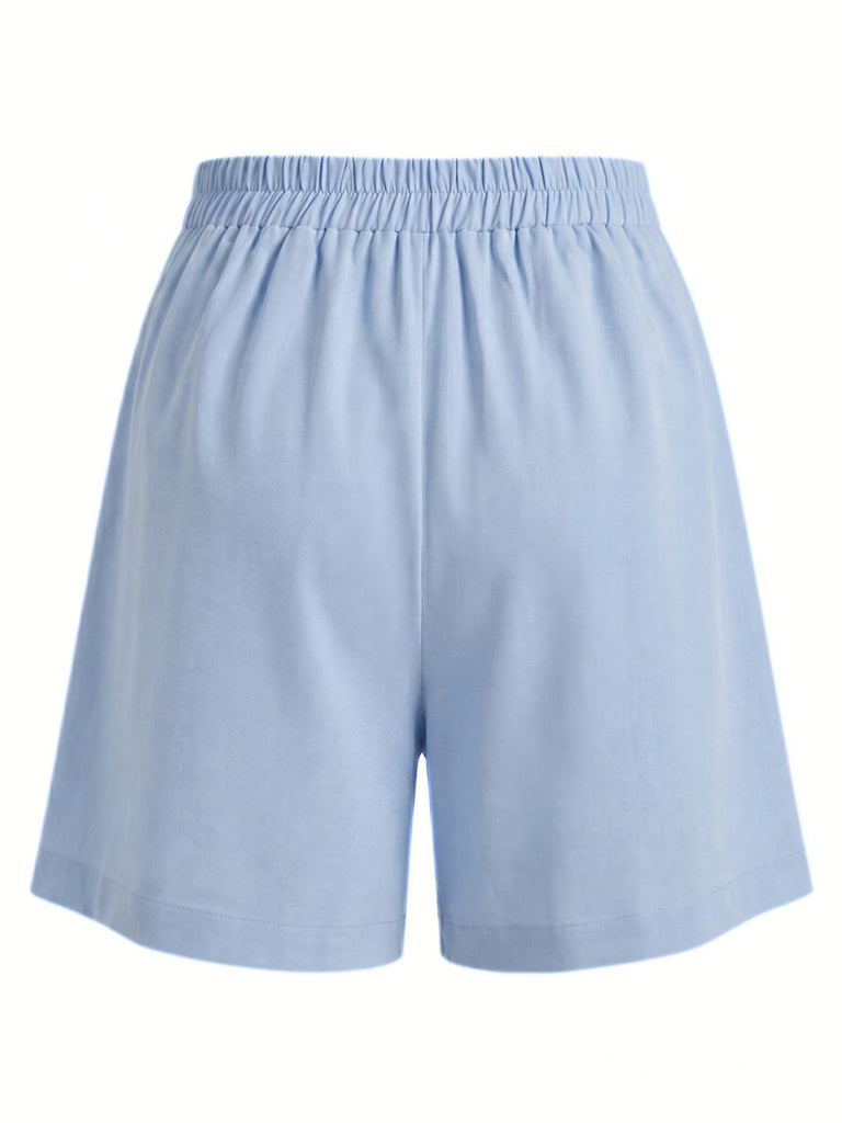 Short bleu plissé jambes larges années 1950