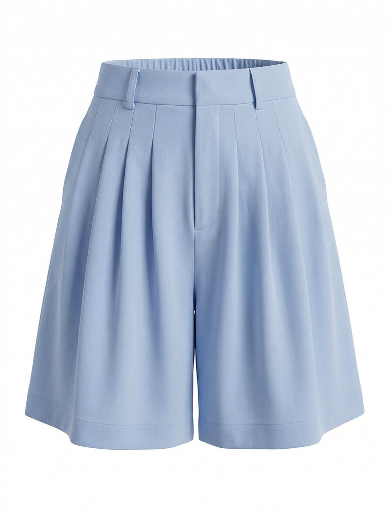 Short Large Plissé Bleu Années 1950