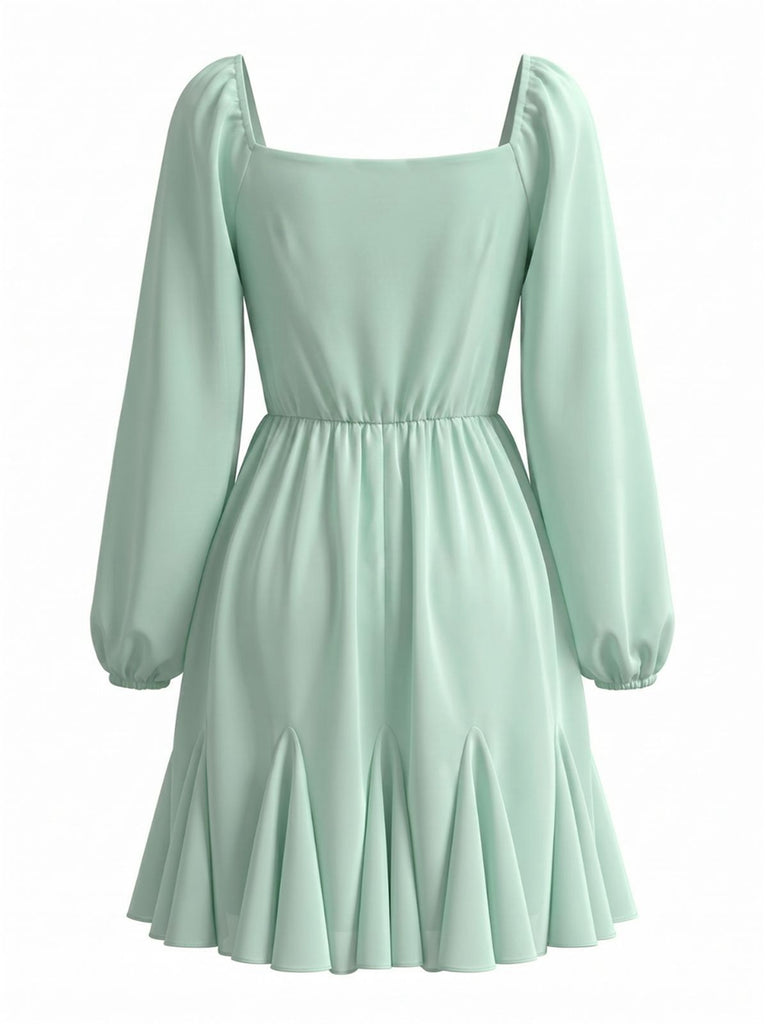 Robe Vert Clair à Volants Mousseline Années 50