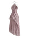 Robe Longue Halter à Volants Plissés et Fente Années '30 6