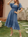 Robe jacquard smockée encolure carrée et broderies années 1940
