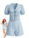 Ensemble 2 Pièces Top à Manches Bouffantes en Coton Dentelle et Short Années 1950