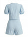 Ensemble 2 Pièces Top à Manches Bouffantes en Coton Dentelle et Short Années 1950 3