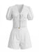 Ensemble 2 Pièces Top à Manches Bouffantes en Coton Dentelle et Short Années 1950 4