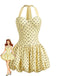 Robe Tulipe Halter à Pois Jaune Années 1960