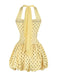 Robe Tulipe Halter à Pois Jaune Années 1960 3