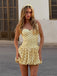 Robe Tulipe Halter à Pois Jaune Années 1960 4