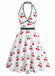 [Prévente] Robe blanche col V et dos nu motif cerises années 50