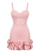 Robe Rose à Bretelles Fines et Ourlet à Volants Années '60 2
