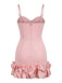 Robe Rose à Bretelles Fines et Ourlet à Volants Années '60 3