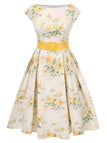 [Prévente] [Grande taille] Robe jaune à fleurs antique années 1950