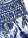 Robe Boho Bleue Halter à Nœud Imprimé Porcelaine Années '70 5
