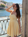Robe Swing Jaune À Bretelles Fines Texturée Années 50