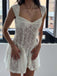 Robe Slim en Dentelle Cap Sleeve Fitted Waist Blanc Années 1950 4