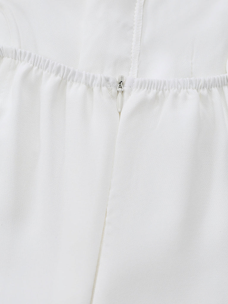 Mini Robe à Bretelles Spaghetti Unie Années 1980 7