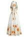 Robe Halter Col V Sunflower Fitted Waist Évasé Années 1950 9