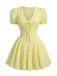 Mini Robe Jaune en Coton Manches Bouffantes Années 1960