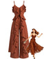 2PCS Ensemble caraco volants cascade et pantalon années 70