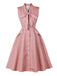 Robe Évasée à Pois avec Nœud Rose Années 1950