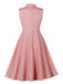 Robe Évasée à Pois avec Nœud Rose Années 1950 2