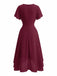 Robe Bleu Col V en Mousseline Asymmetrical Années 1950