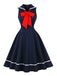 Robe Sailor Rouge Nœud Sleeveless Évasé Années 1950