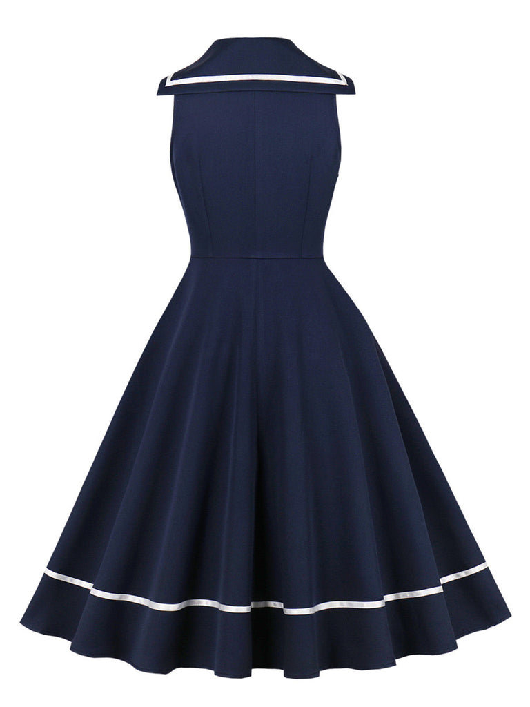 Robe Sailor Rouge Nœud Sleeveless Évasé Années 1950 2
