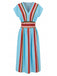 2PCS Ensemble haut col V et jupe rayés bleus années 1940