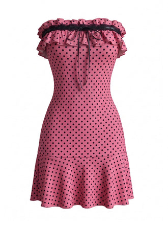 Robe à Pois Bandeau à Volants Années 1940 2