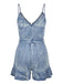 Combishort en Denim Vintage Buttoned Tie-Waist à Volants Années 1950 2