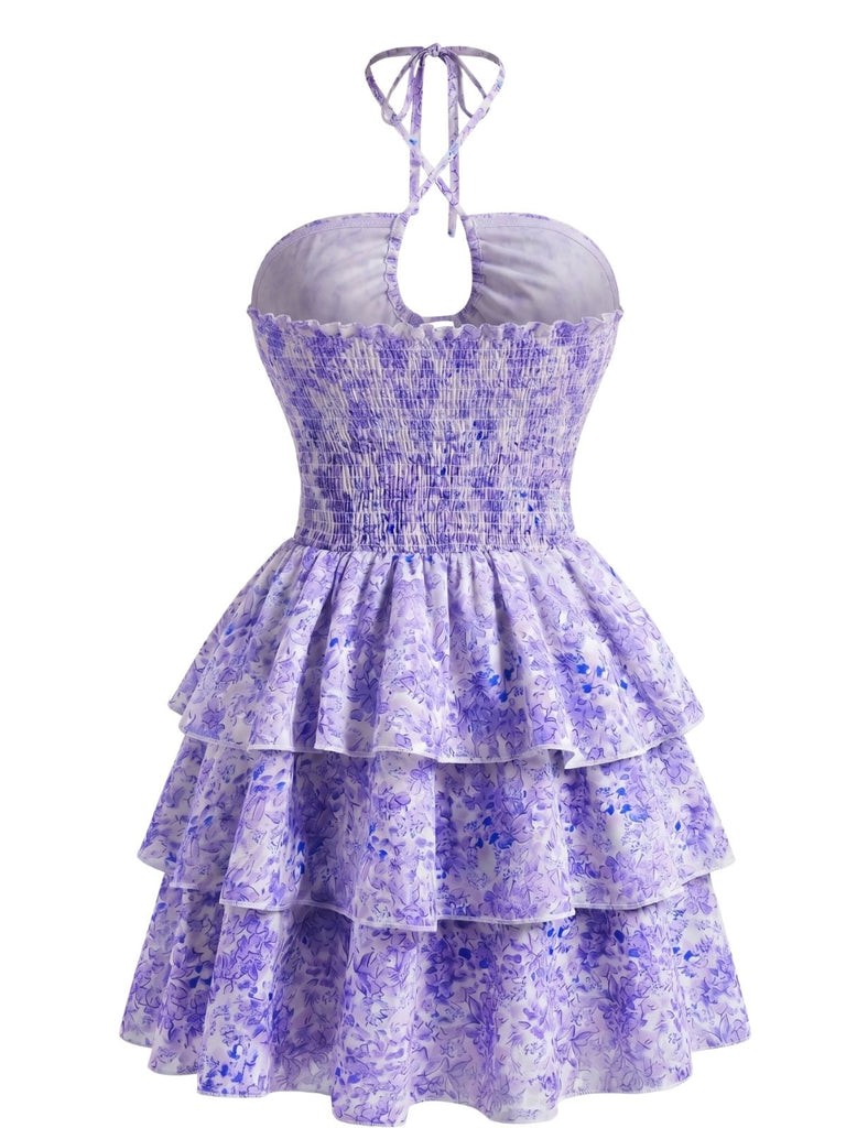 Robe Petites Fleurs Floral Découpé Ombrelle Années 1960 7