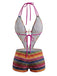 Maillot de Bain Bohème Plongeant Imprimé Irrégulier Vintage Années 1980 2