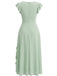 Robe Vert en Mousseline à Volants Col V en A Menthe Années 1930 2