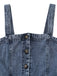 Combinaison Denim Larges Bretelles Ceinturée Boutonné Bleue Années 1930 3